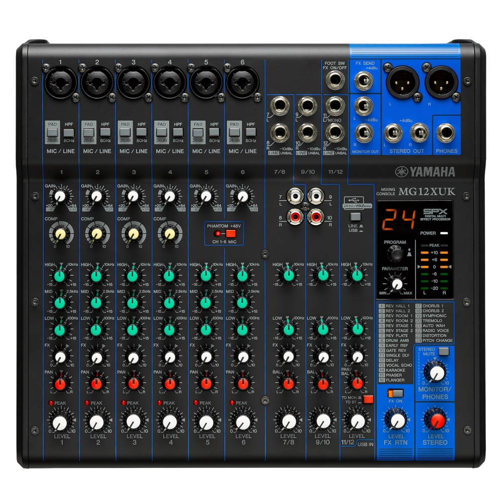 Yamaha MG12XUK 야마하 12채널 믹싱 콘솔 이펙터 USB 인터페이스