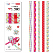 종이나라 뜯어쓰는띠색종이(45x1.5cm)양면 같은 무늬 색종이 100매(각20매)