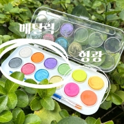 3000 티티 고체물감 수채화물감 메탈릭&형광 칼라 12색 세트