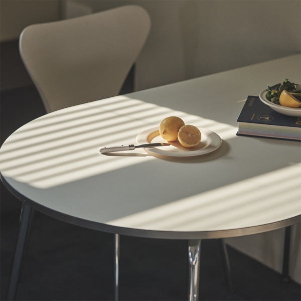 [국내생산] 포더홈 어라운드 반타원 식탁 테이블 3size (화이트 / 크롬)