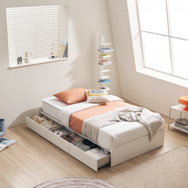 피즈 무헤드 3단 통서랍 수납침대 SS/Q