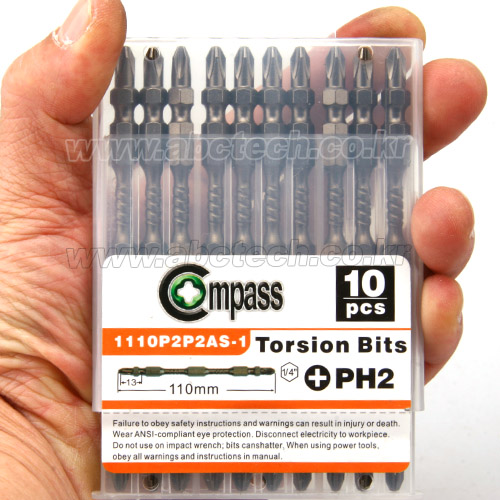 COMPASS(콤파스) 10pcs PH2 십자 토션비트 110mm- 1110p2p2as-1 10개판매 - P2 X 110mm