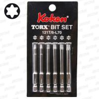 KOKEN (코겐) 6pcs 별 비트날 세트 - 별비트세트 - 전동공구 장착 전장 70mm 톡스비트세트 121T/6-L70