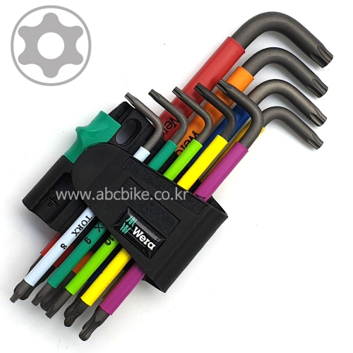 WERA (베라) 9pcs  홀별비트 멀티컬러 L렌치 세트  967 SPKL/9 Multicolour SB 073599