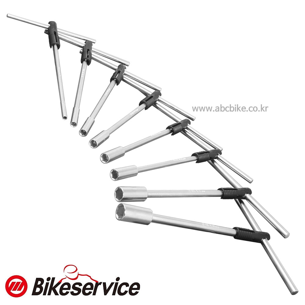 BIKESERVICE 바이크서비스 8pcs 스피드링 타입 T핸들 소켓렌치 세트 T복스세트 6각소켓 길이 300mm BS1660A