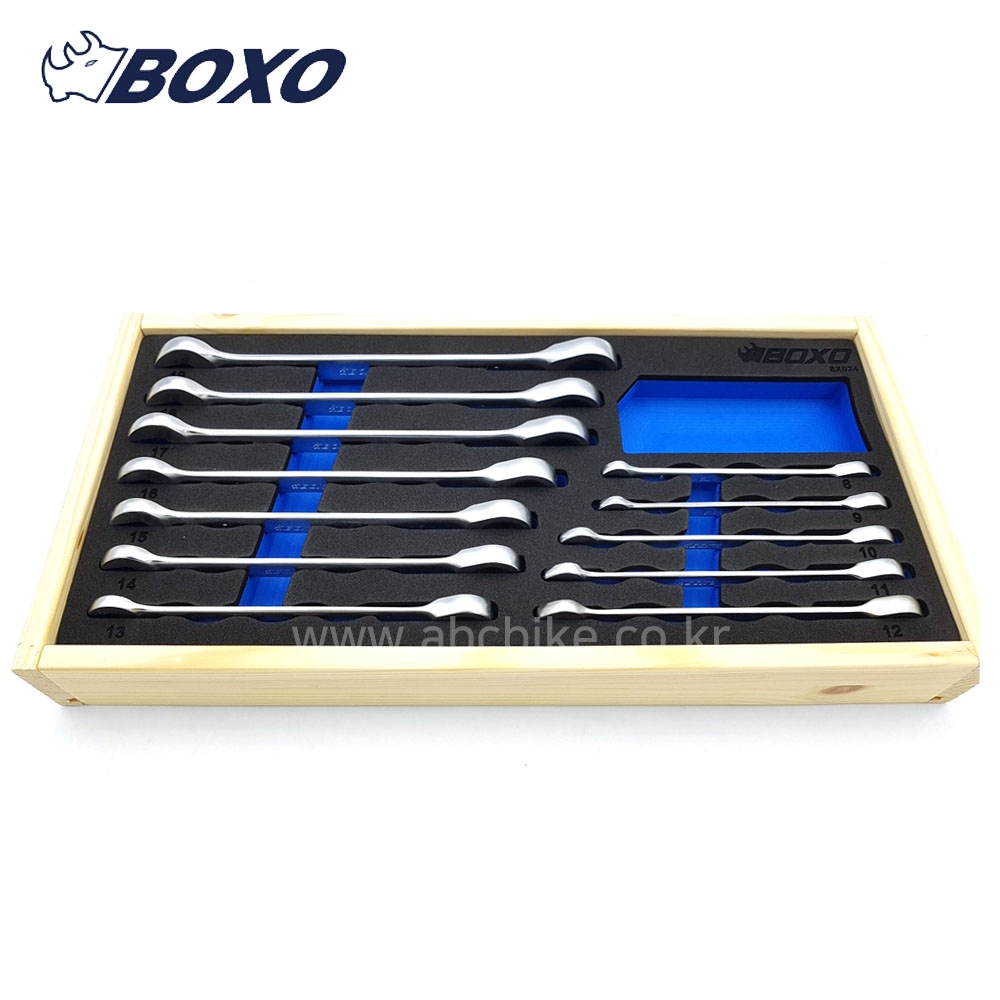 BOXO 12pcs 라쳇스패너 라쳇렌치 (원목트레이) 세트 BX024