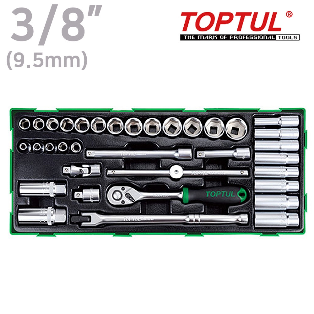 TOPTUL 탑툴 3/8인치 라쳇 핸드소켓 세트 서랍타입 (35PCS)