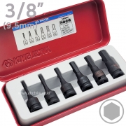6PCS 3/8인치 임팩 헥스비트 소켓세트 임팩용 6각비트 ( 철재케이스 ) 3406