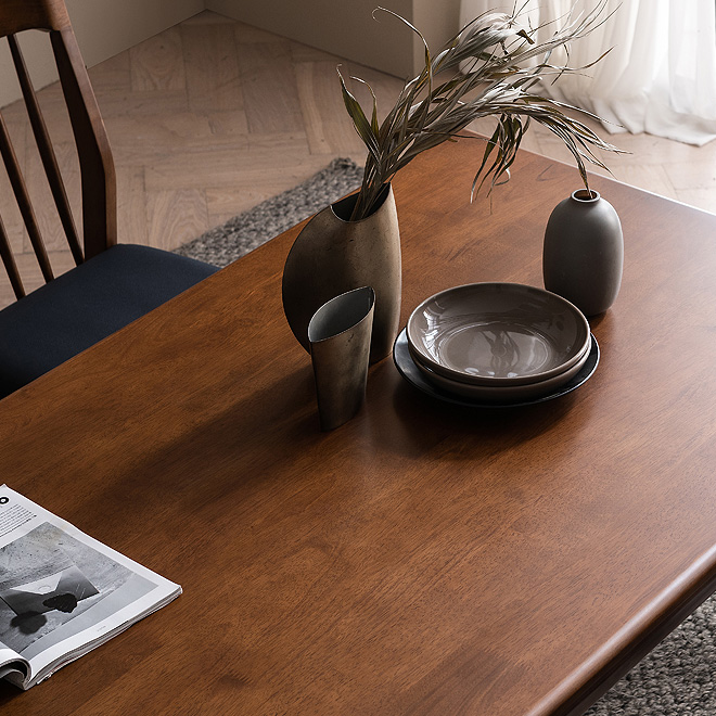 헤이미쉬홈 바렌트 고무나무 원목 6인용 식탁 테이블 1800