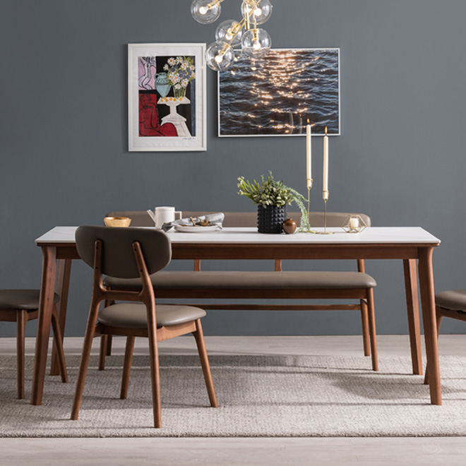 헤이미쉬홈 모리드 6인용 원목 포세린 통 세라믹 식탁 세트 1800