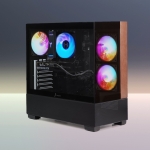 주연테크 카운터 D6 우드스타일 미들타워 ATX PC 케이스 블랙