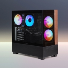 주연테크 카운터 D6 우드스타일 미들타워 ATX PC 케이스 블랙