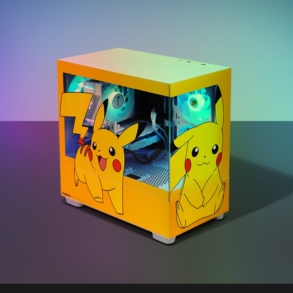 주연테크 포켓몬스터 피카츄ARGB BTF 미니타워UV 코팅 인쇄 강화유리 PC 케이스
