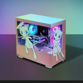 주연테크 포켓몬스터 뮤ARGB BTF 미니타워UV 코팅 인쇄 강화유리 PC 케이스