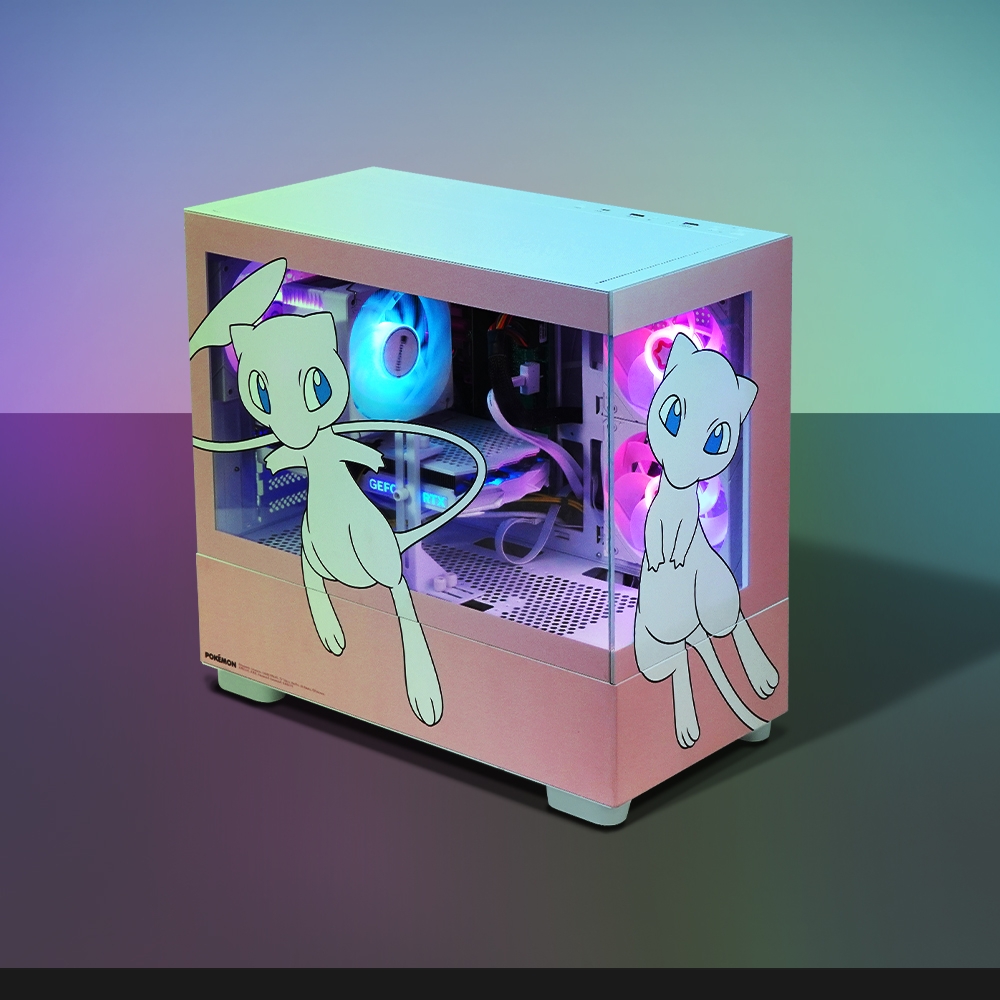 주연테크 포켓몬스터 뮤ARGB BTF 미니타워UV 코팅 인쇄 강화유리 PC 케이스