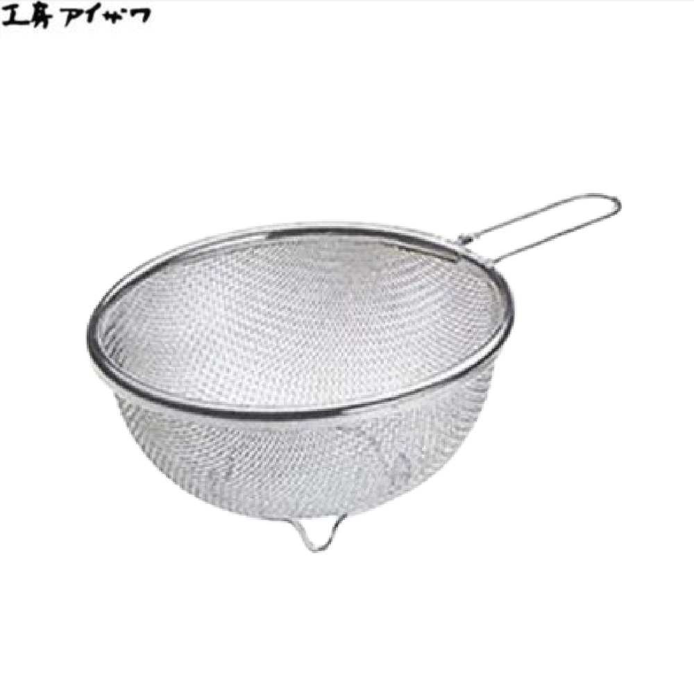 아이자와 공방 일본 고급 스텐 건지기 손잡이 채망 채반 15cm