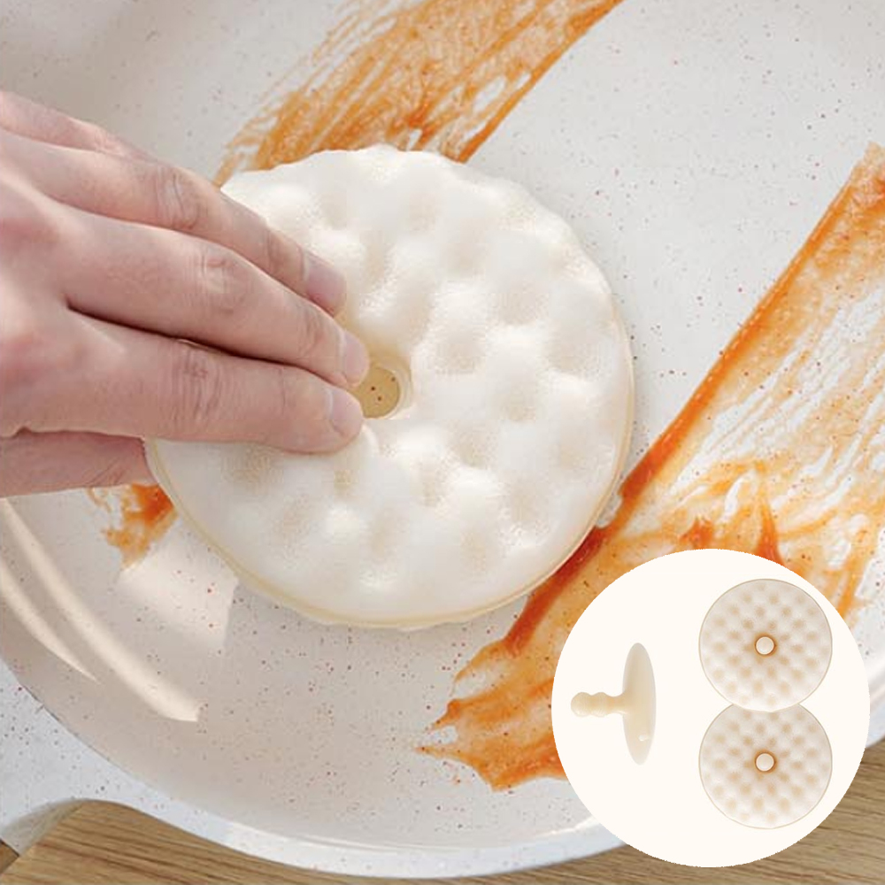 바이탑 주방 설거지 도넛 수세미 흡착 걸이 1개 스펀지 2개입 세트