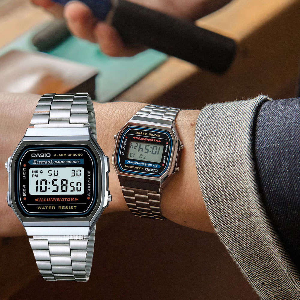 카시오 디지털 남성 메탈 손목시계 레트로 사각 전자시계 A168WA-1A2WJR