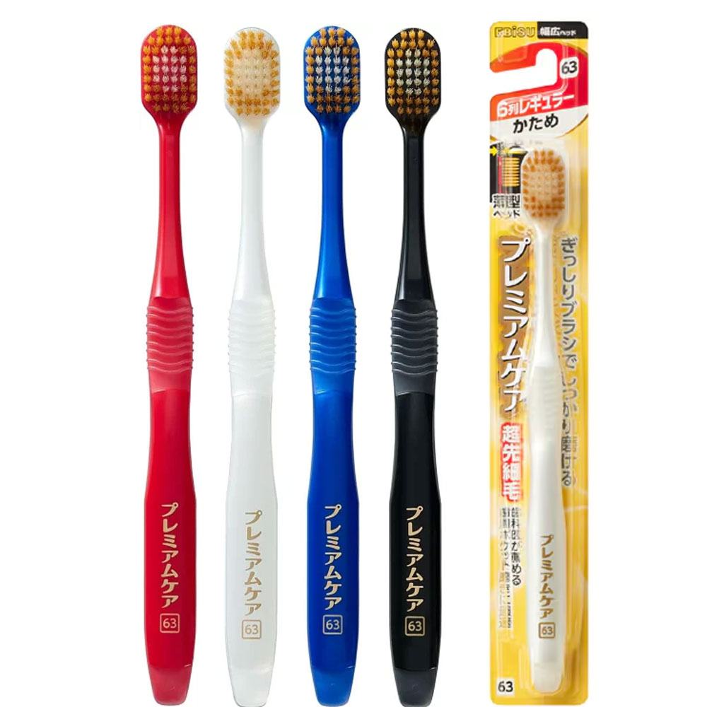 일본 에비스 칫솔 프리미엄 케어 63 단단한모 6열 광폭칫솔 12개입세트