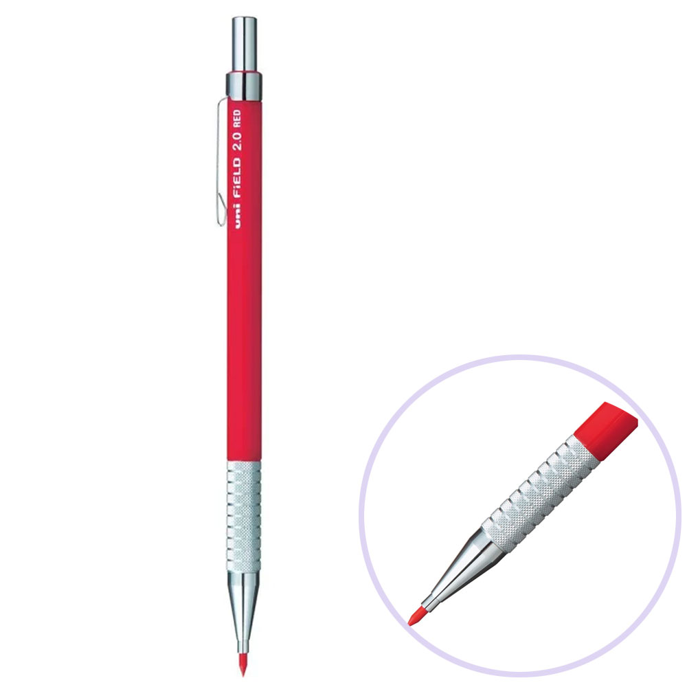 일본 유니 홀더 샤프 2.0mm 레드 심 빨간펜 채점 홀더펜 목수 연필 목공 제도 샤프 펜슬