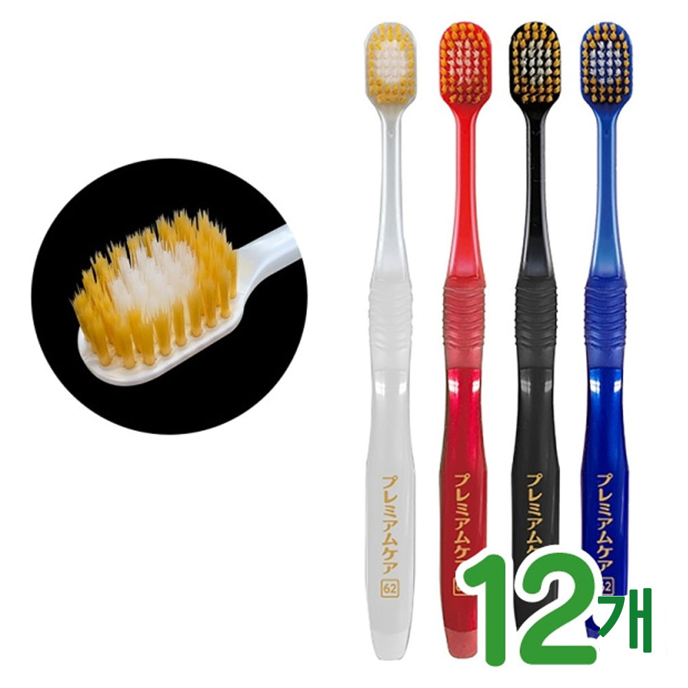일본 에비스 칫솔 프리미엄 케어 레귤러 62번 6열 보통모 12개입 세트