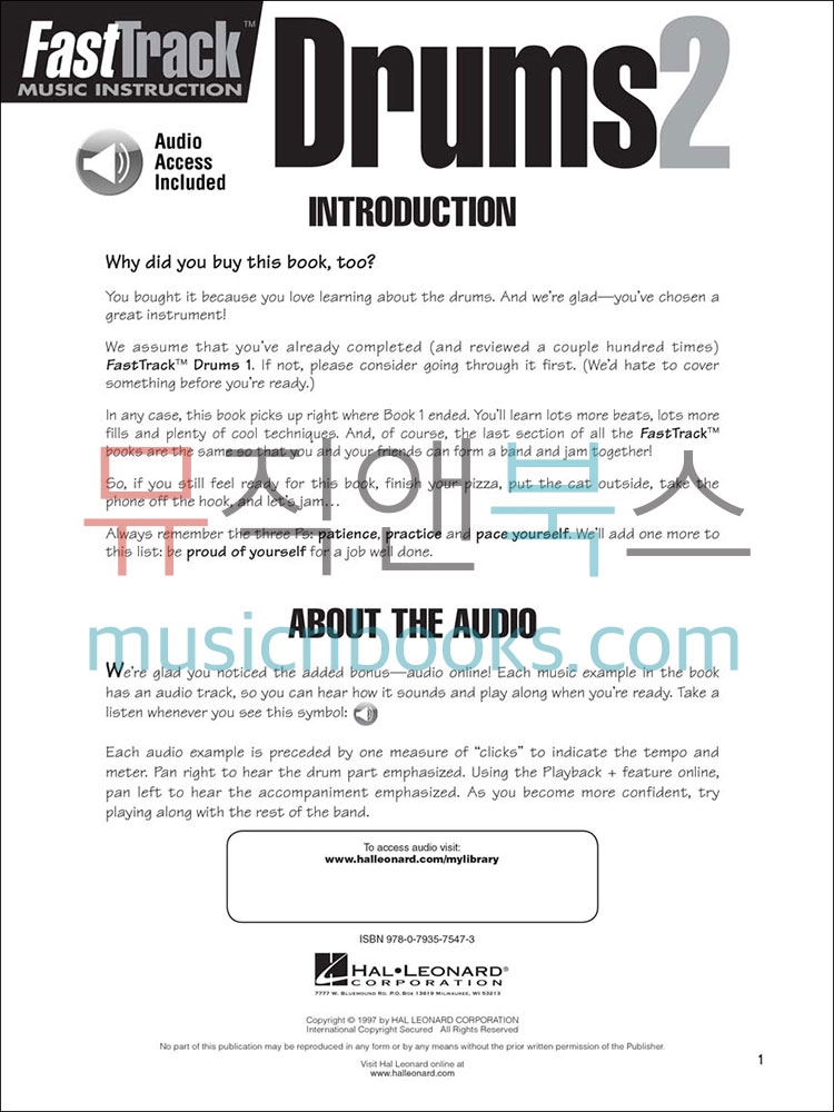 Fasttrack Drum Method - Book 2패스트트랙 드럼 메쏘드 2권 (기초 드럼 교본)[00697295]*