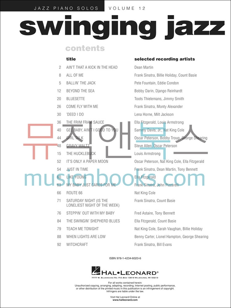 스윙 재즈 피아노 솔로 악보 Swinging Jazz Piano Solos [00311797]