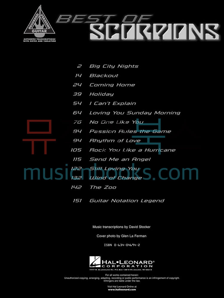 스콜피온스 기타 타브 악보 Best of Scorpions [00690566]