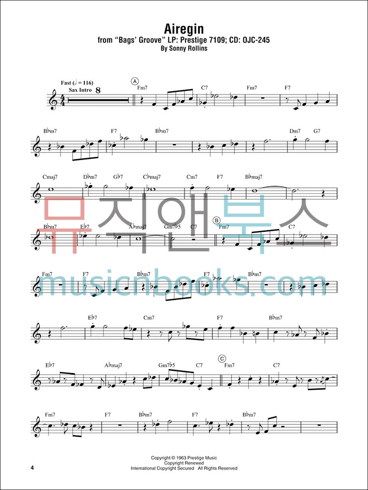 마일스 데이비스 옴니북 솔로 악보 C키 Miles Davis Omnibook C [00122266]