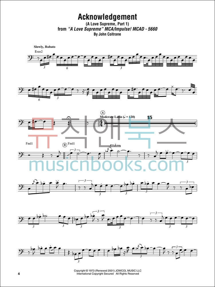 John Coltrane Omnibook - Bass Clef존 콜트레인 옴니북 - 낮은음자리표[00307394]*