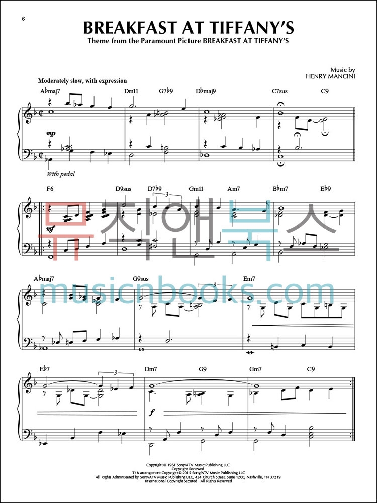헨리 맨시니 영화음악 재즈 피아노 솔로 악보 Henry Mancini Jazz Piano Solos [00146382]