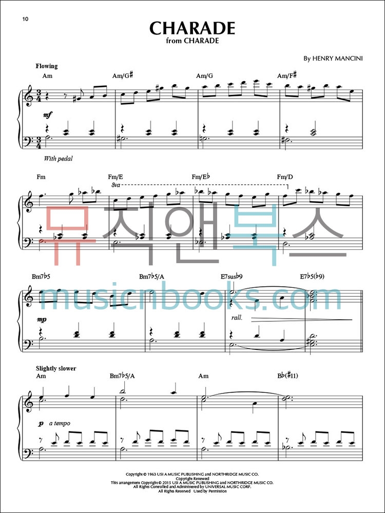 헨리 맨시니 영화음악 재즈 피아노 솔로 악보 Henry Mancini Jazz Piano Solos [00146382]