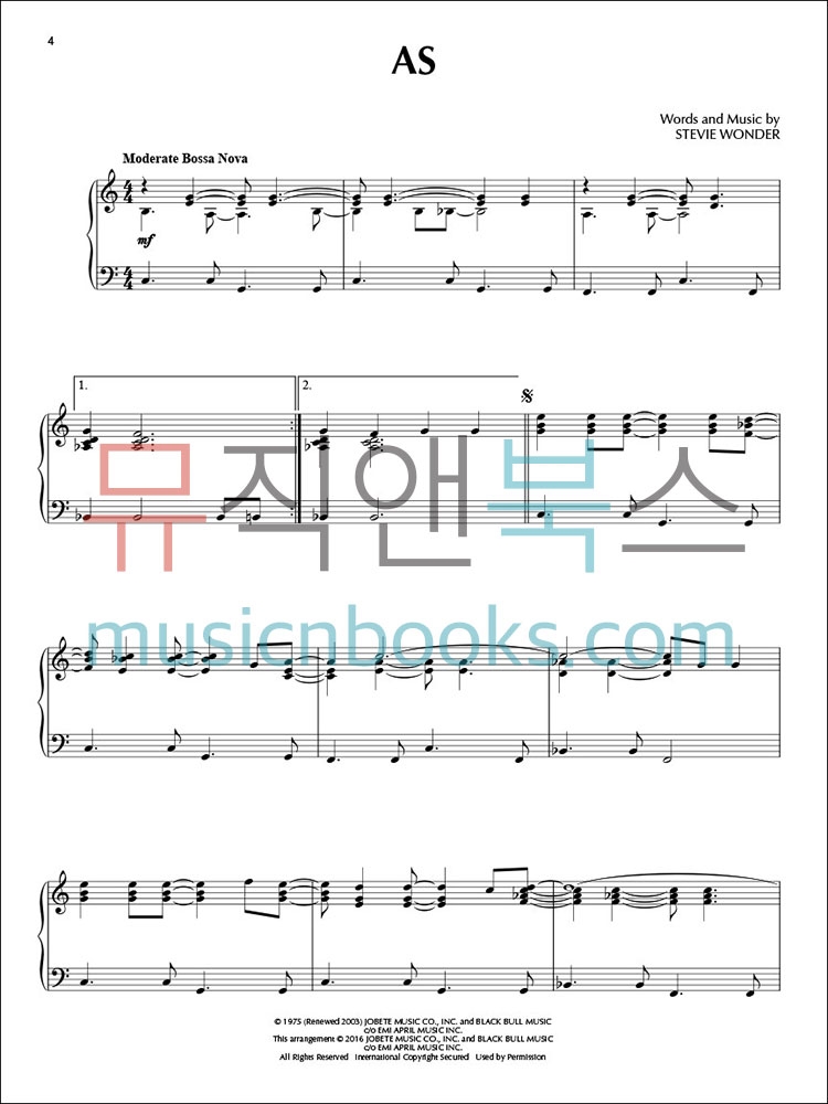 스티비 원더 재즈 피아노 악보 All Jazzed Up Stevie Wonder [00149090]