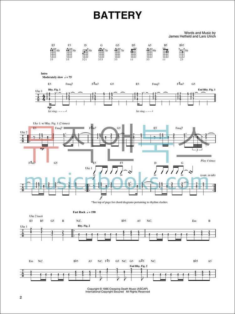 Metallica - Best of Metallica for Ukulele메탈리카 베스트 우쿨렐레 악보[02502449]