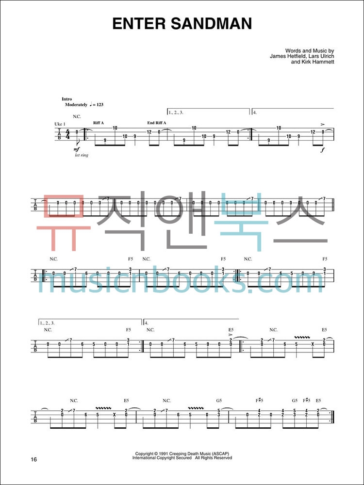 Metallica - Best of Metallica for Ukulele메탈리카 베스트 우쿨렐레 악보[02502449]