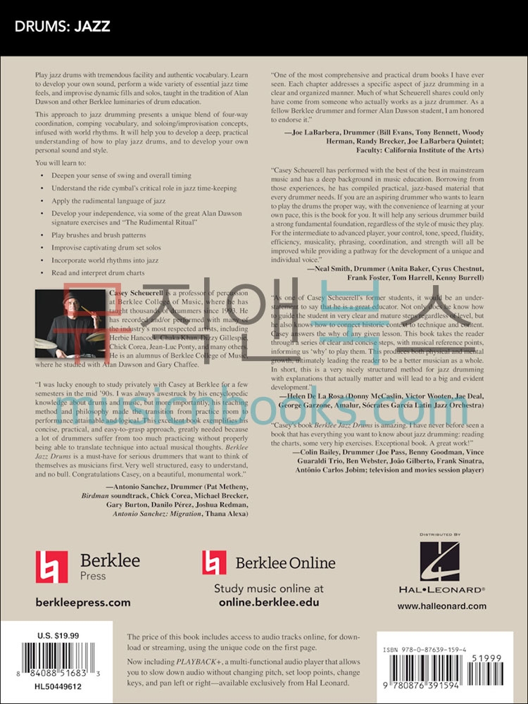 버클리 재즈 드럼 교재 (온라인 음원 포함) Berklee Jazz Drums [50449612]