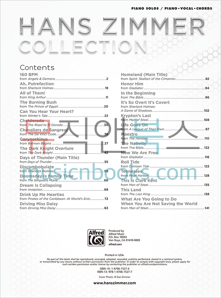 한스 짐머 피아노 악보 Hans Zimmer Collection [00-42728]