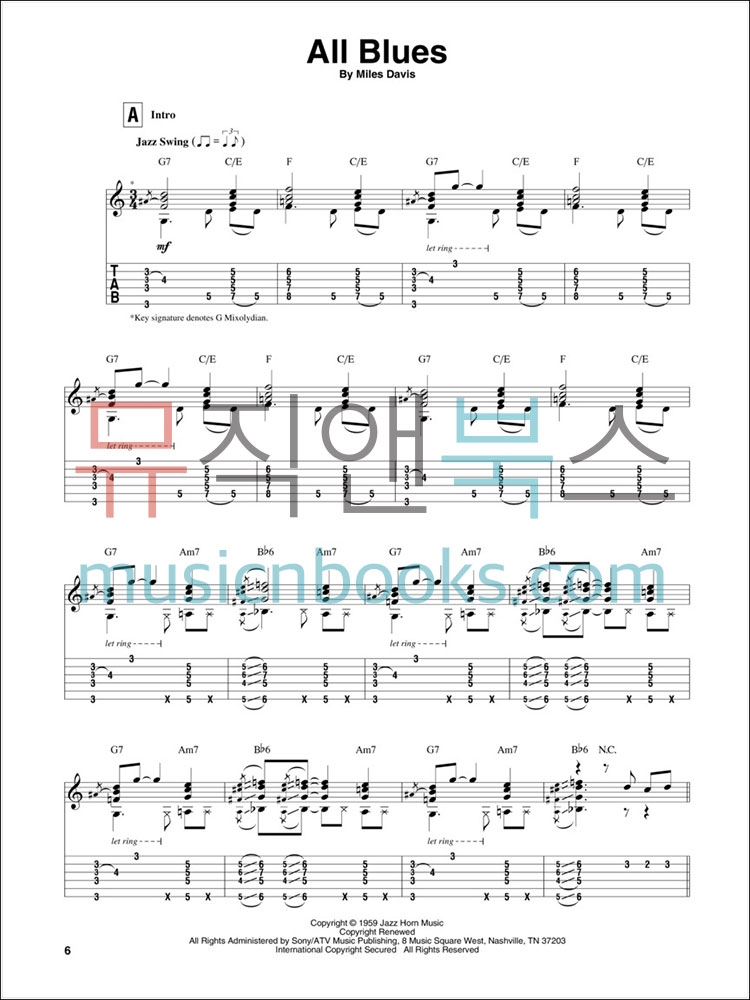 Miles Davis for Solo Guitar 마일스 데이비스 재즈 기타 솔로 타브 악보 (온라인 음원 포함) [00699264]
