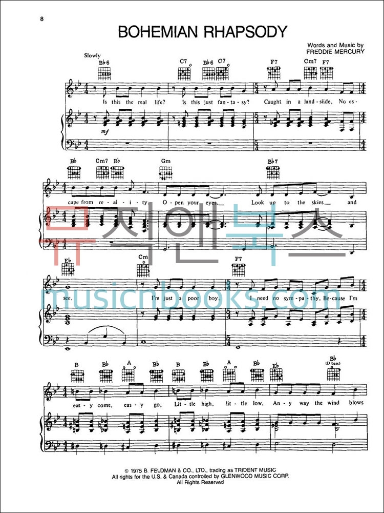 (할인) Queen - The Best Of Queen (Piano/Guitar Chord) 퀸 베스트 피아노 악보 [00308244]