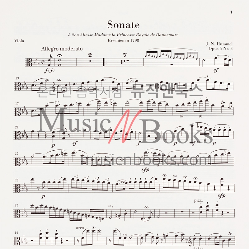 헨레 훔멜 비올라 소나타 op 5 no 3 [HN1029] Henle 정식수입 원전 악보