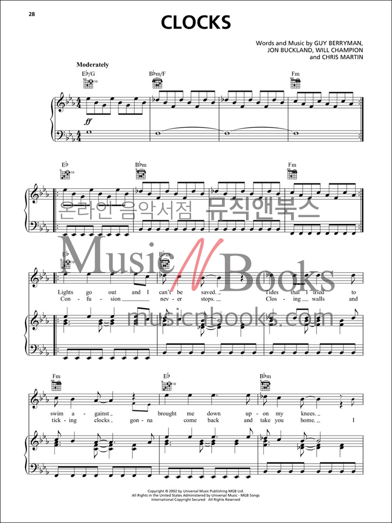 Coldplay Sheet Music Collection콜드플레이 베스트 피아노 악보집[00222686]*