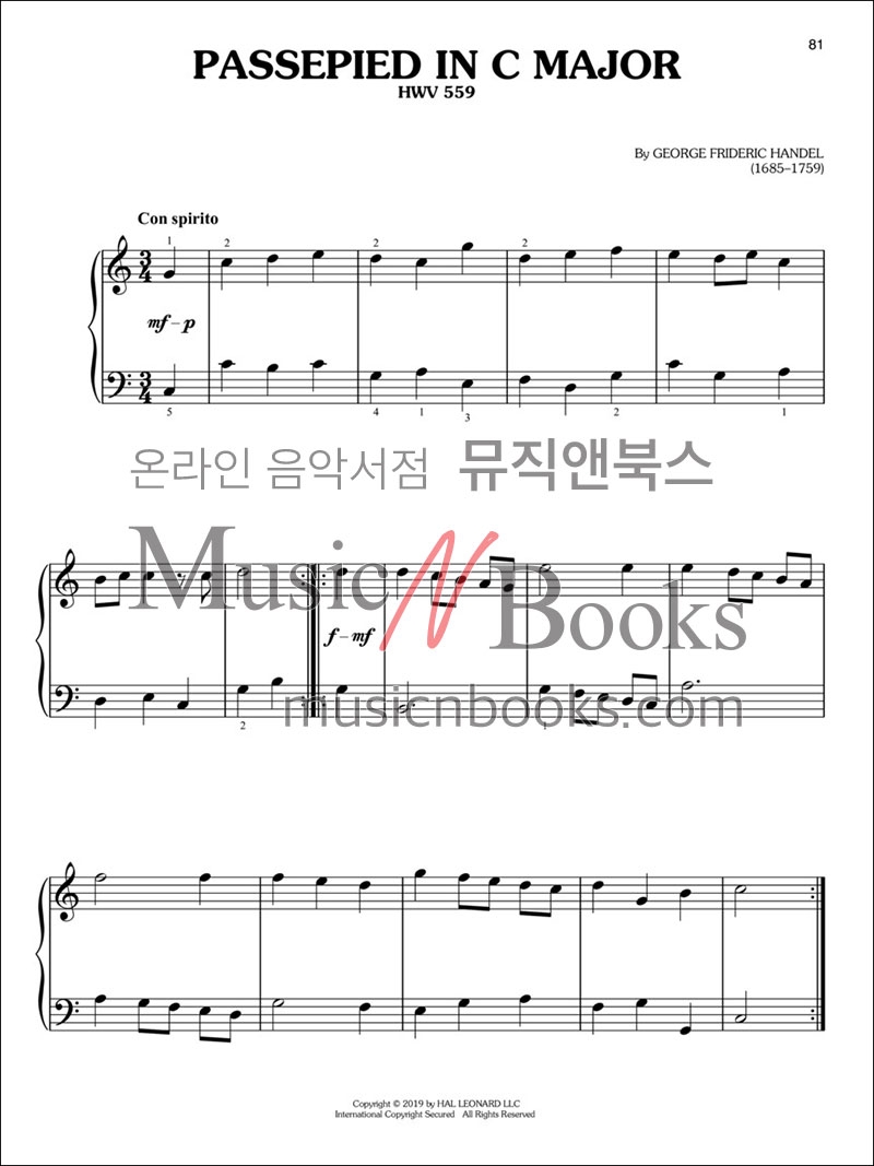 50개의 쉬운 바로크 시대 피아노 악보 First 50 Baroque Pieces You Should Play On Piano [00291453]