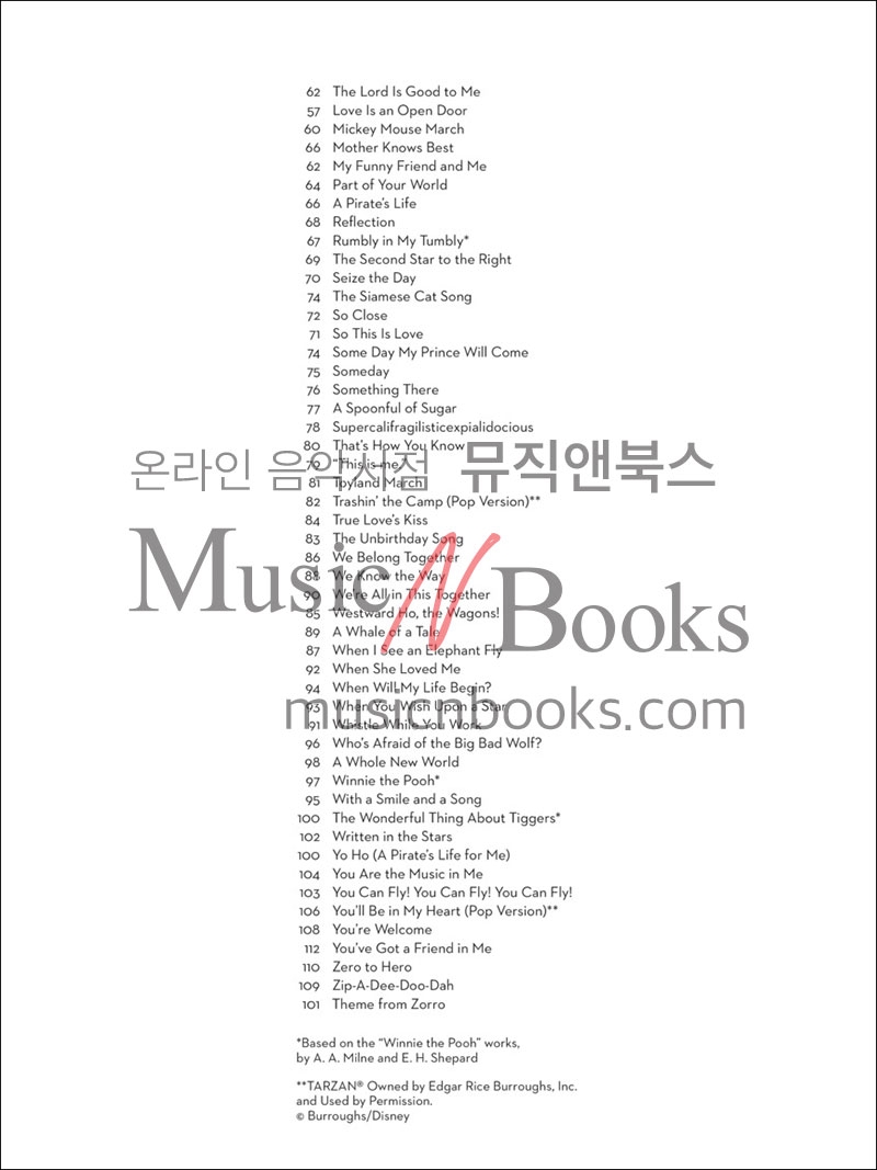 101개의 디즈니 첼로 악보 101 Disney Songs for Cello [00244126]