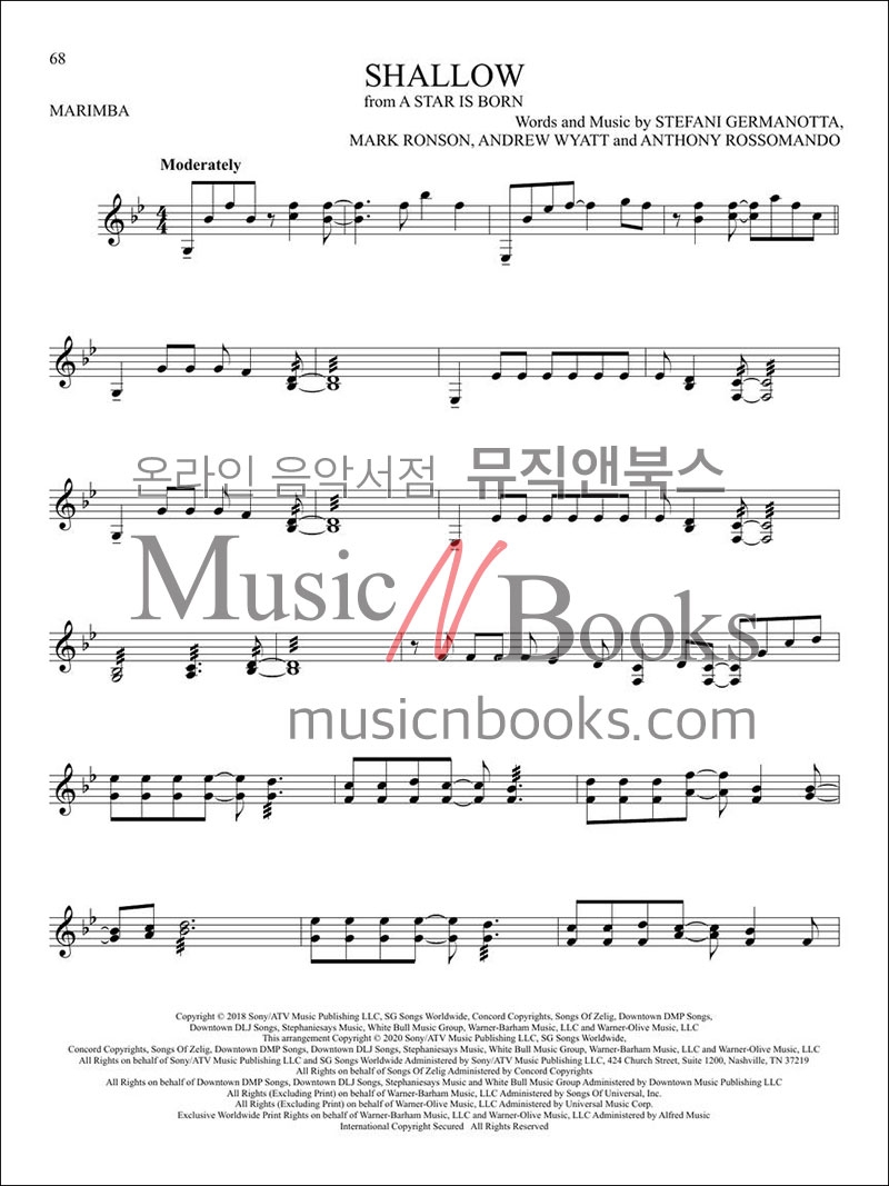 50개의 쉬운 마림바 악보 First 50 Songs You Should Play On Marimba [00294919]