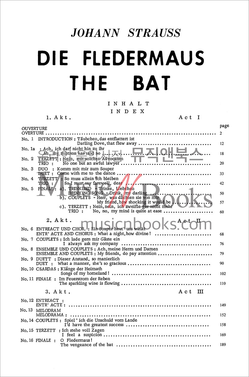 Strauss - Die Fledermaus (The Bat)요한 슈트라우스 2세 - 박쥐 성악 코랄 SATB 악보[00-K06450]