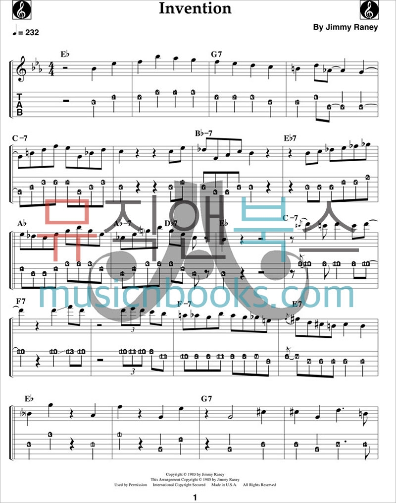 지미 레이니 재즈 기타 솔로 타브 악보 Jimmy Raney Jazz Guitar Solos Standard and TAB Notation [24-JRS]