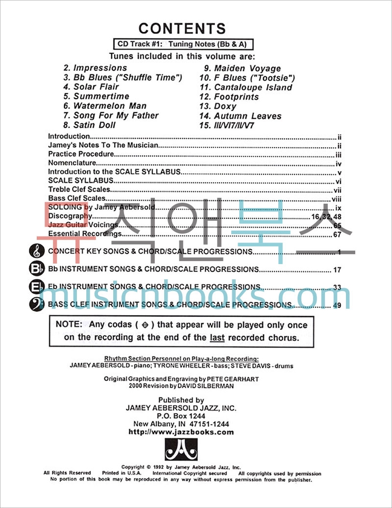 메이든 보이지 제이미 애버솔드 쉬운 재즈 악보 온라인 음원 포함 Maiden Voyage, Jamey Aebersold Jazz [24-V54DS]