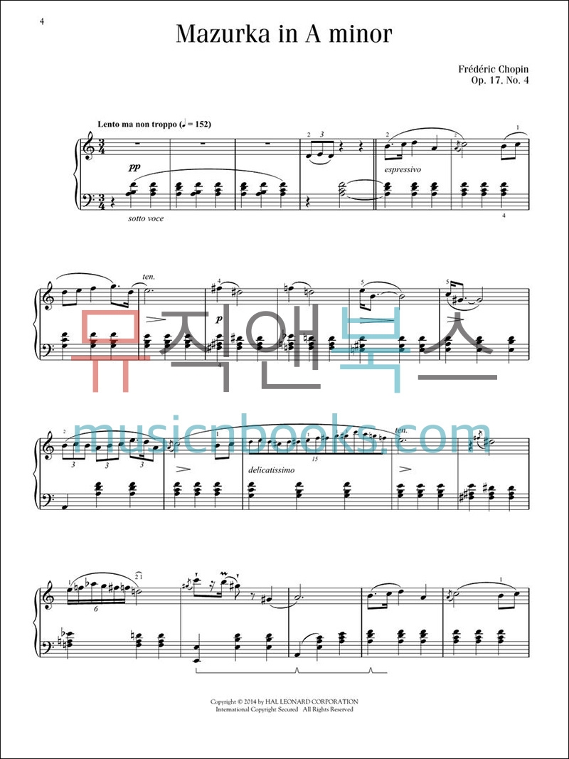 중급 피아노를 위한 쇼팽 선곡집 악보 Intermediate Chopin Favorites [01364789]