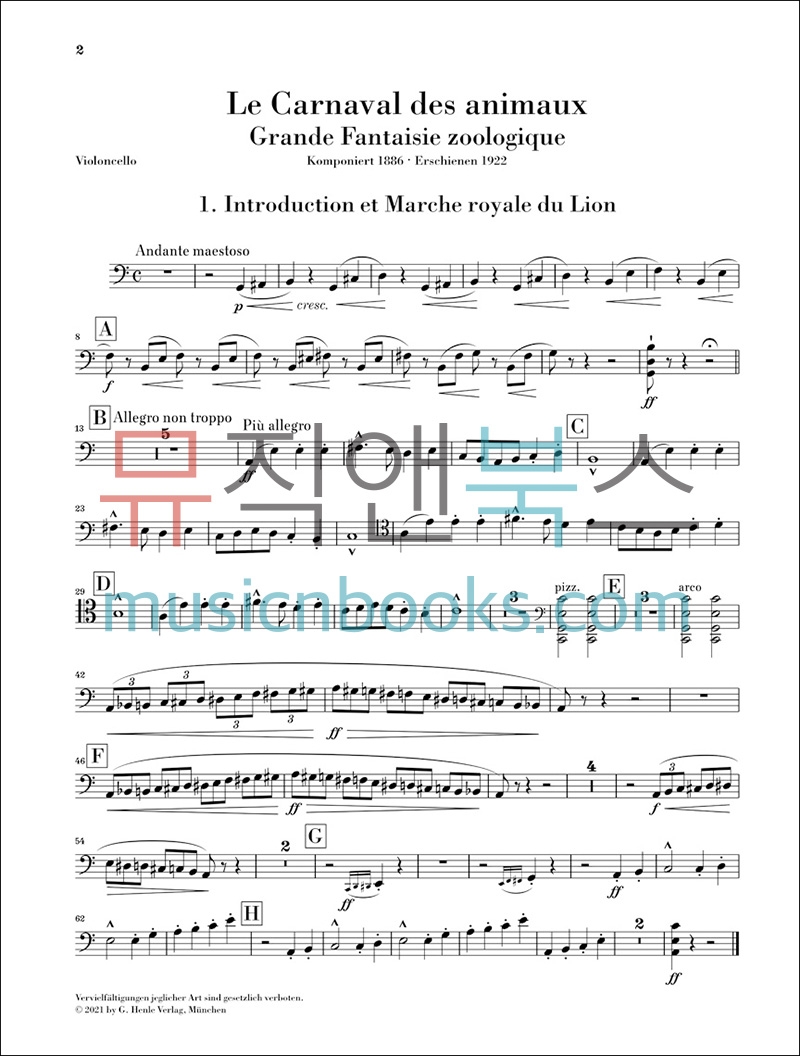 헨레 생상스 앙상블을 위한 동물의 사육제 실내악 악보 세트 Saint-Saëns Le Carnaval des animaux [HN939]