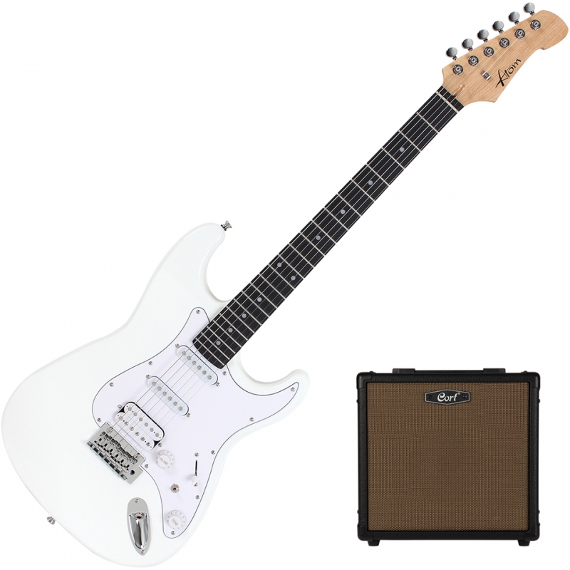 아톰 기타 + 콜트 앰프 뉴비팩 Atom S1 + Cort CM15G (WH/R)